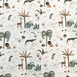 Printed Cotton MINISAF White / Forest Multicolored